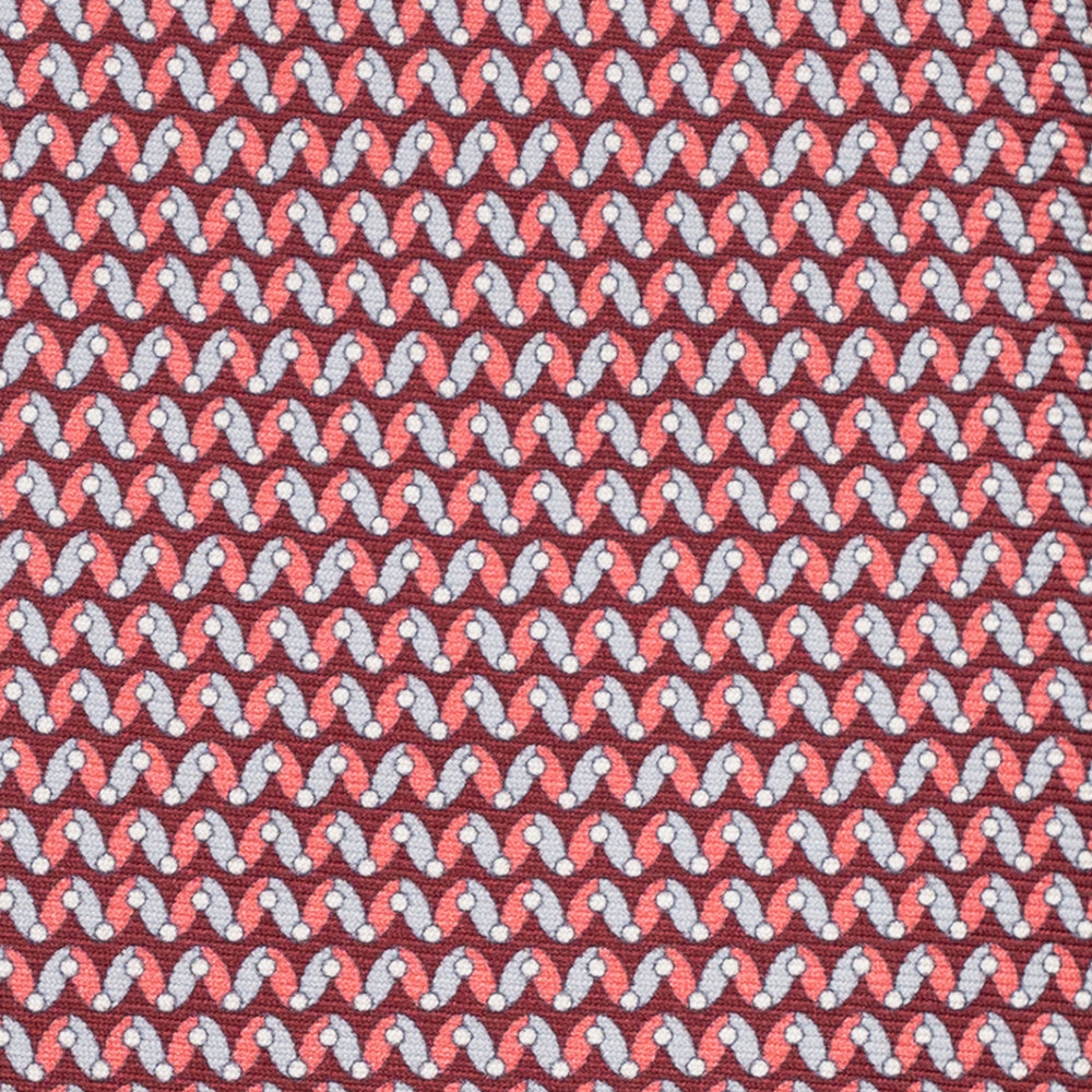 Cravatta 3 pieghe in Seta, Fantasia Geometrica, Bordeaux - JA056675-5