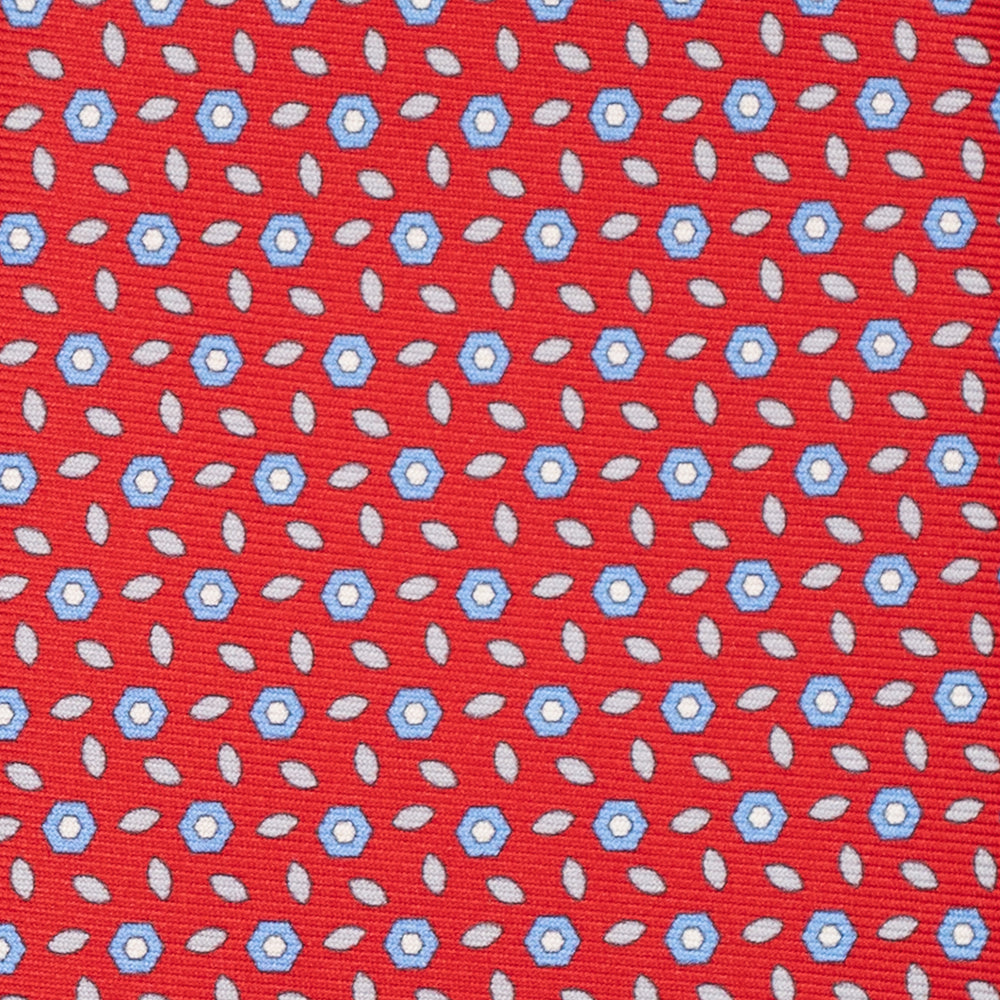 Cravatta 3 pieghe in Seta, Fantasia Floreale, Rosso - JA057079-5