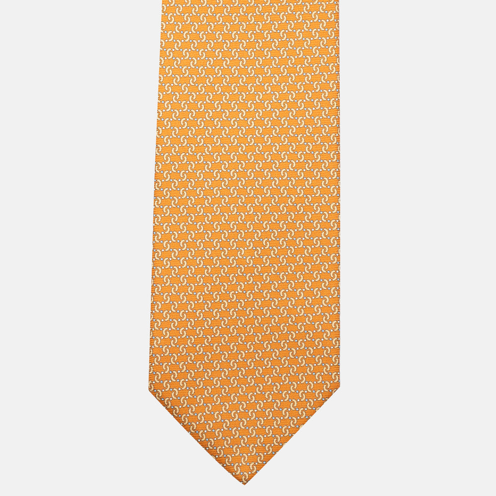 3-Fold Silk Tie, Geometric Pattern, Orange - JA056669-5