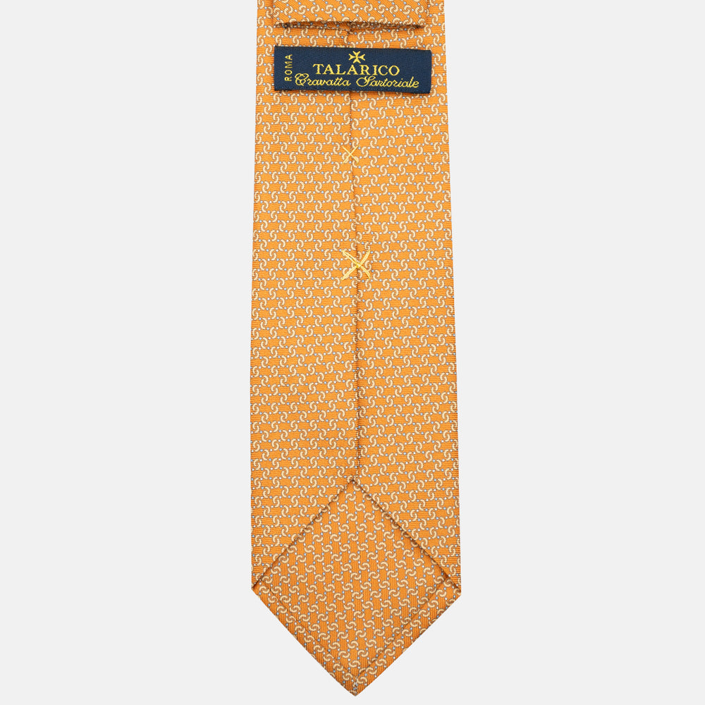 3-Fold Silk Tie, Geometric Pattern, Orange - JA056669-5