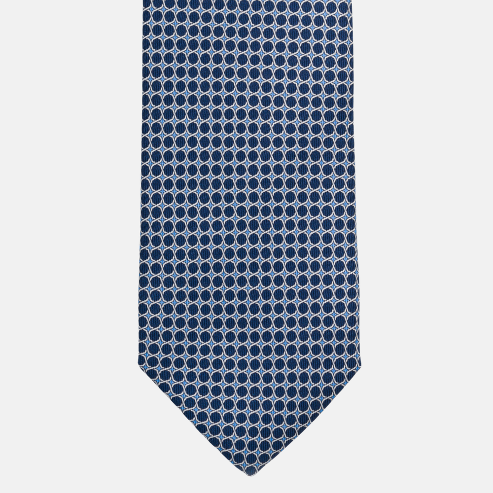 Cravatta 3 Pieghe In Seta Larghezza 7 cm Blu - M47704