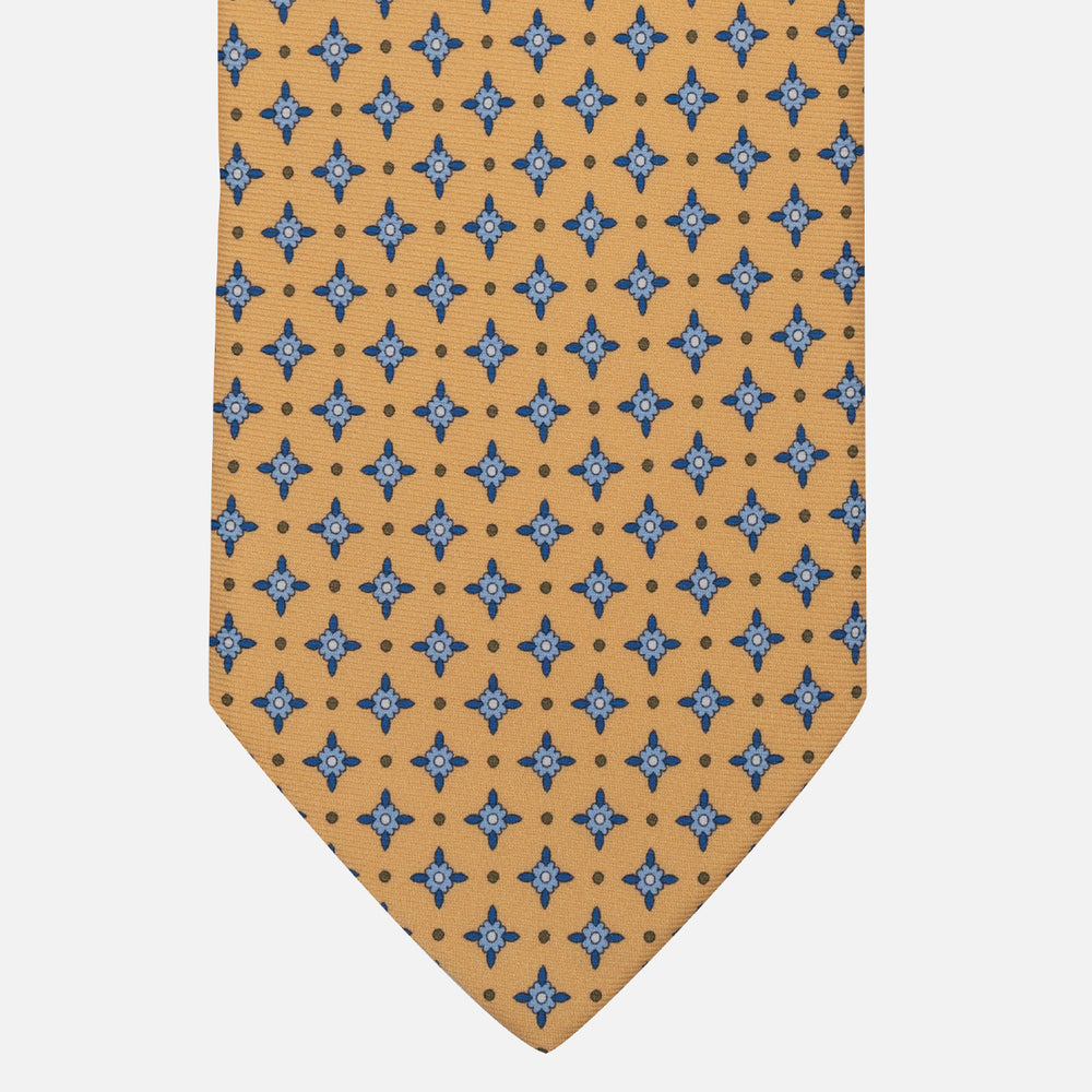 Cravatta Collezione 1999 in Seta Twill Fantasia Floreale, Giallo Celeste JD021