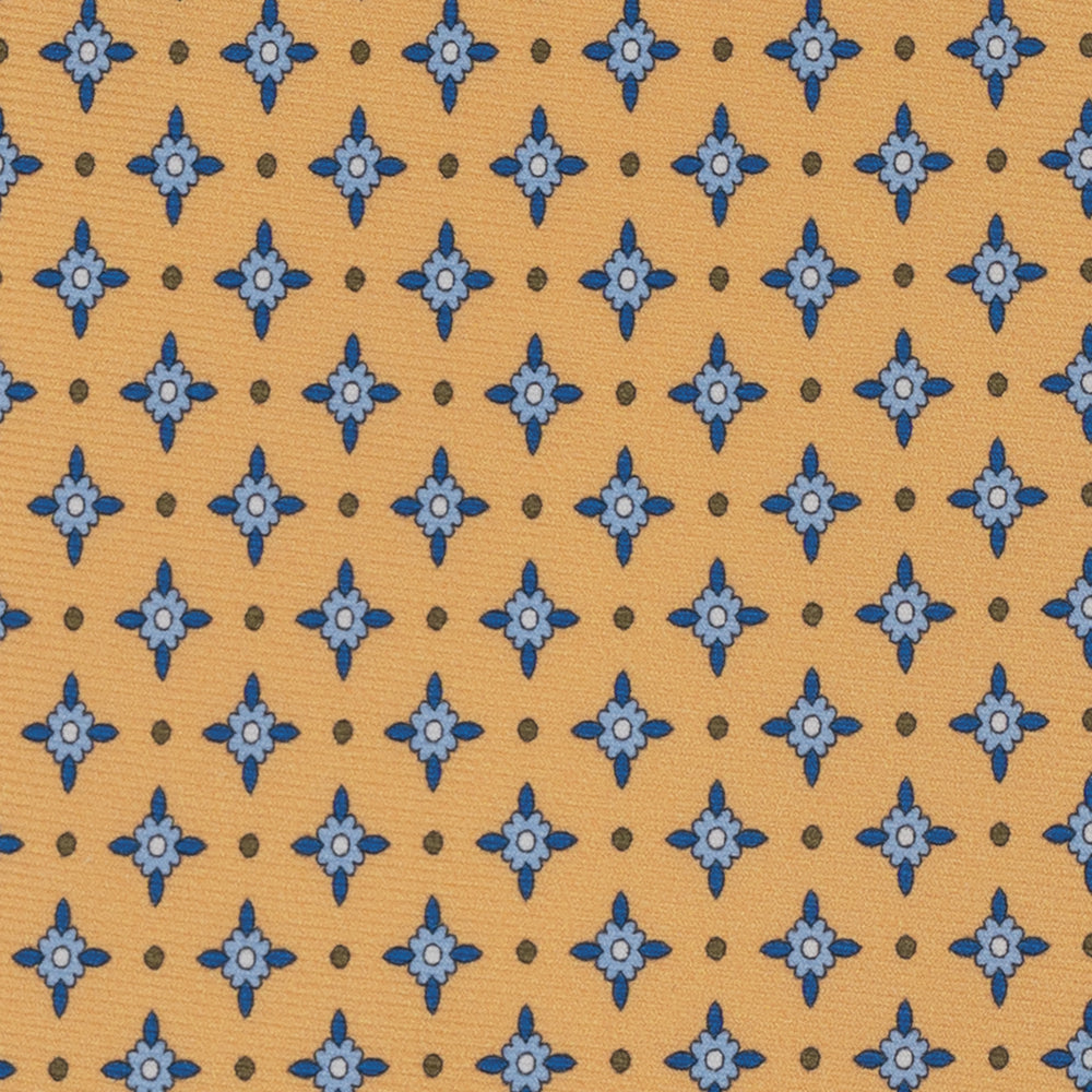 Cravatta Collezione 1999 in Seta Twill Fantasia Floreale, Giallo Celeste JD021