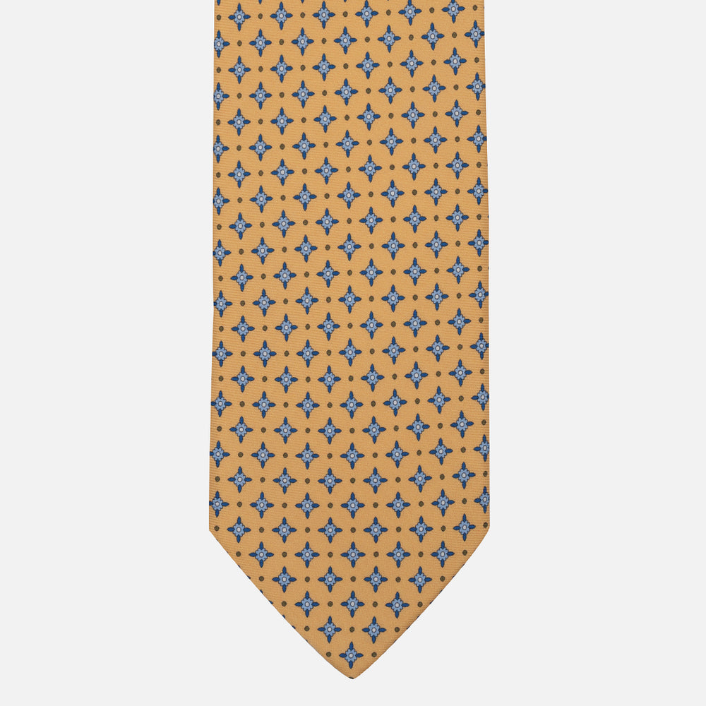 Cravatta Collezione 1999 in Seta Twill Fantasia Floreale, Giallo Celeste JD021