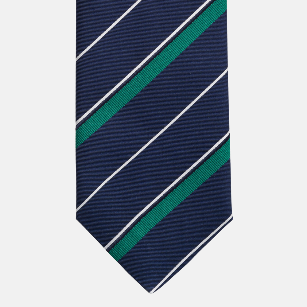 Cravatta Collezione 1999 in Seta Pesante Regimental, Blu Verde