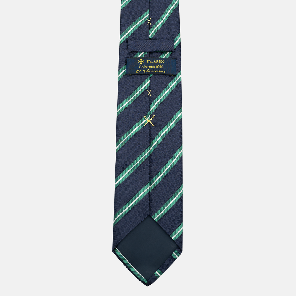 Cravatta Collezione 1999 in Seta Pesante Regimental Blu Verde JD05