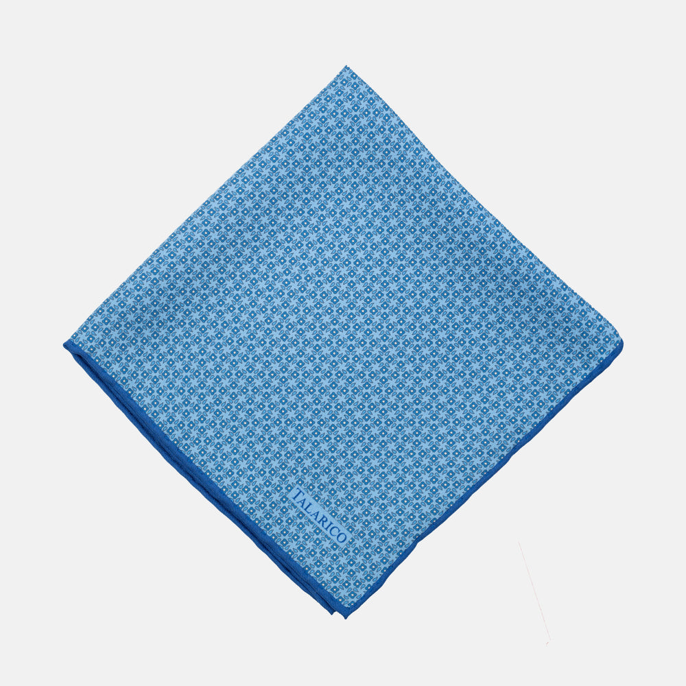 Pochette da Taschino in Pura Seta | Fantasia Floreale, Celeste - 60032