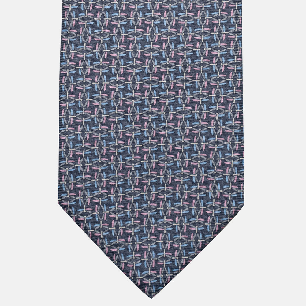 3-Fold Silk Tie, Dragonfly Pattern, Grey - JC056226-6