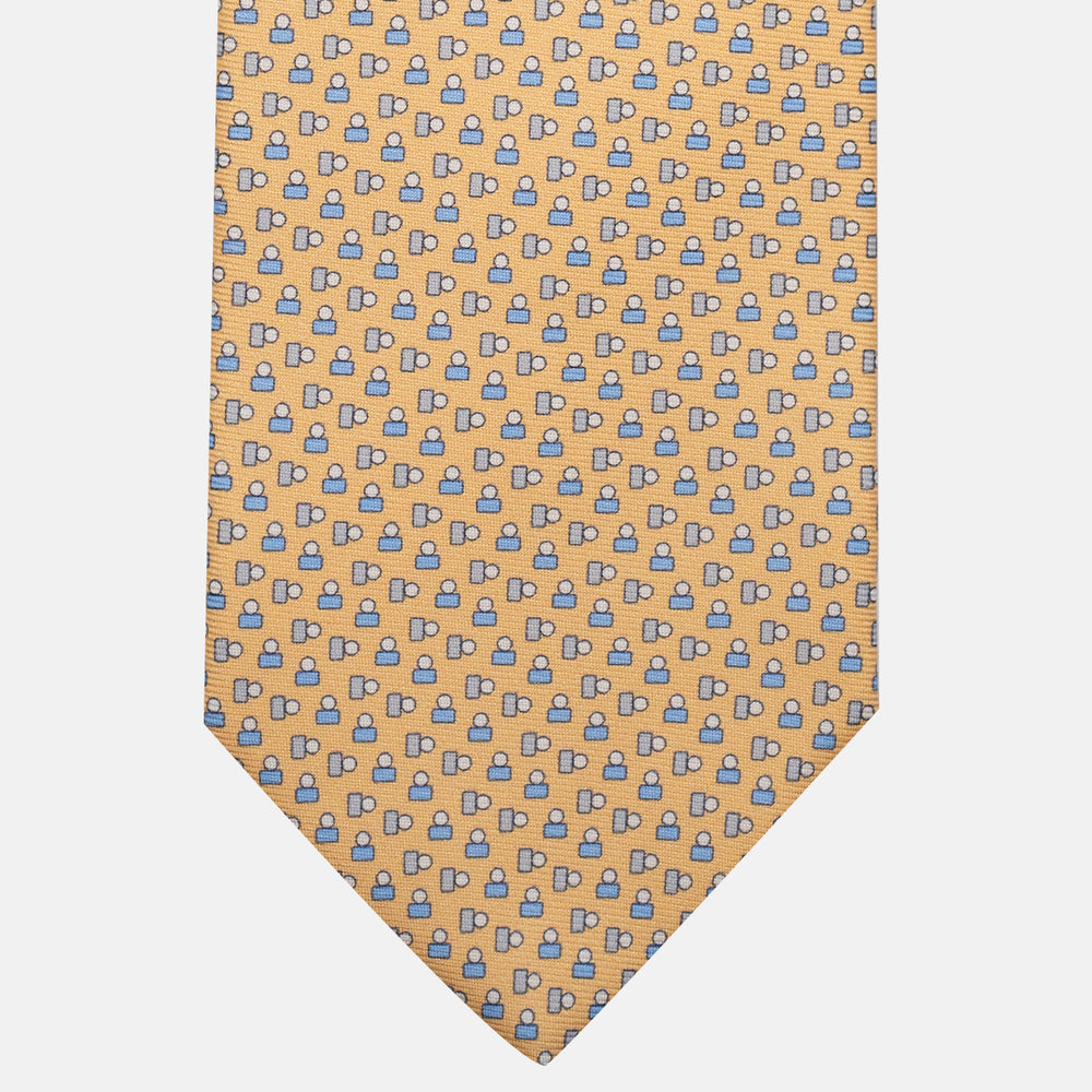3-Fold Silk Tie, Micro Pattern, Yellow - JC057248-6