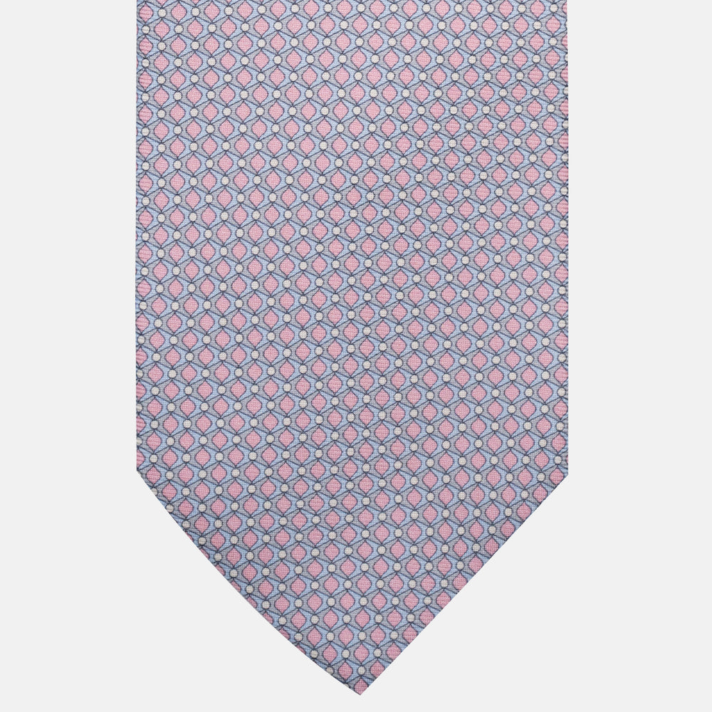 3-Fold Silk Tie, Geometric Pattern, Pink - JC056340-6