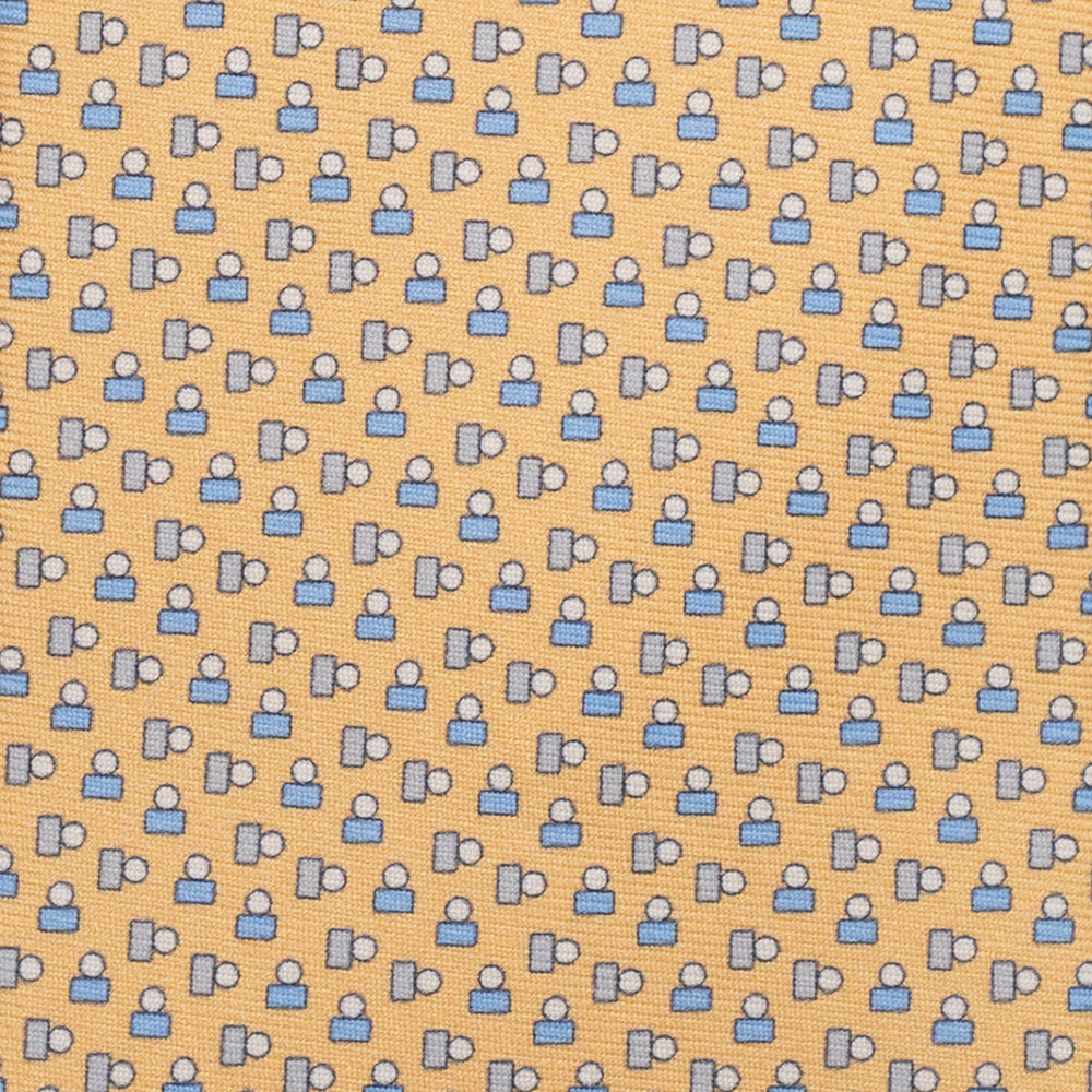 3-Fold Silk Tie, Micro Pattern, Yellow - JC057248-6