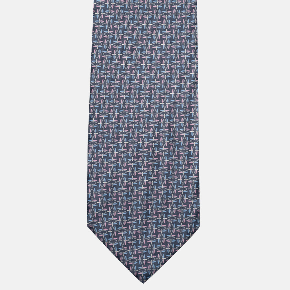 3-Fold Silk Tie, Dragonfly Pattern, Grey - JC056226-6