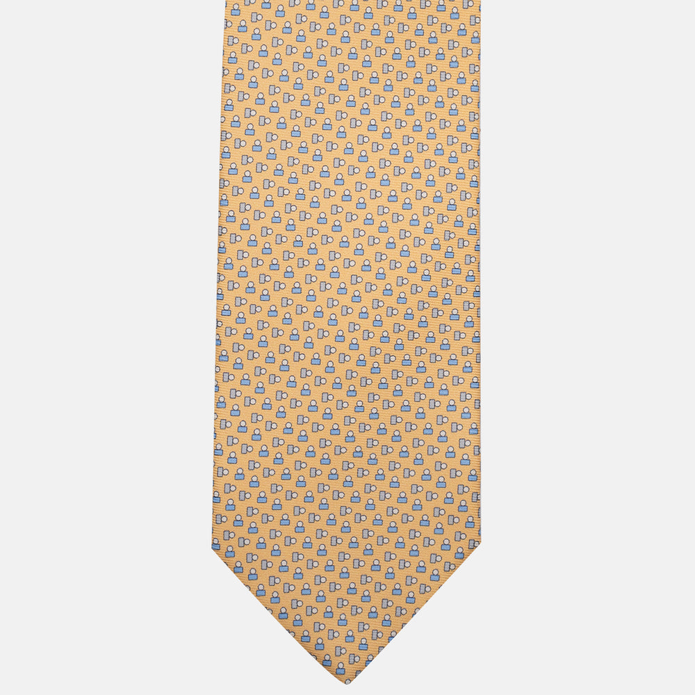 3-Fold Silk Tie, Micro Pattern, Yellow - JC057248-6