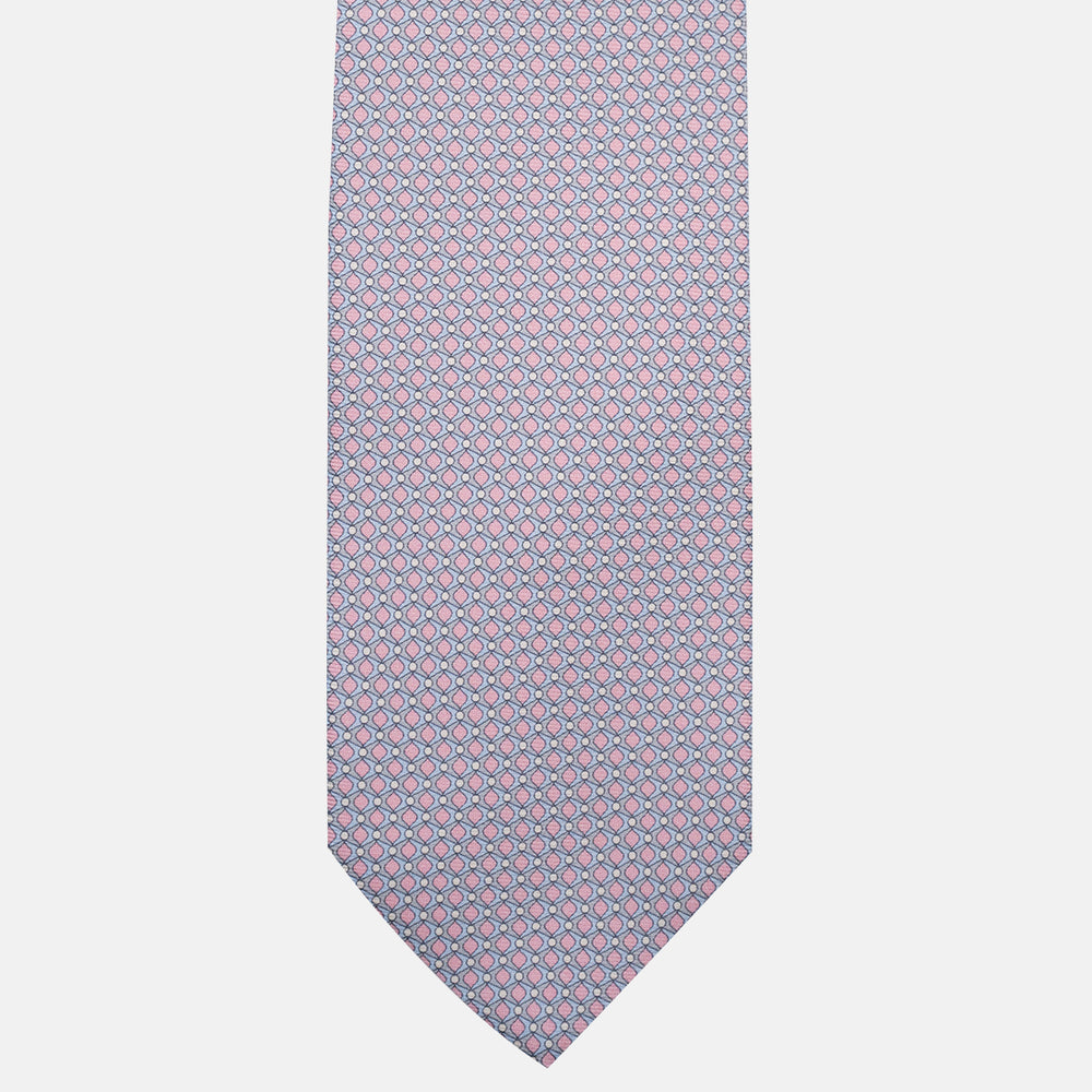 3-Fold Silk Tie, Geometric Pattern, Pink - JC056340-6