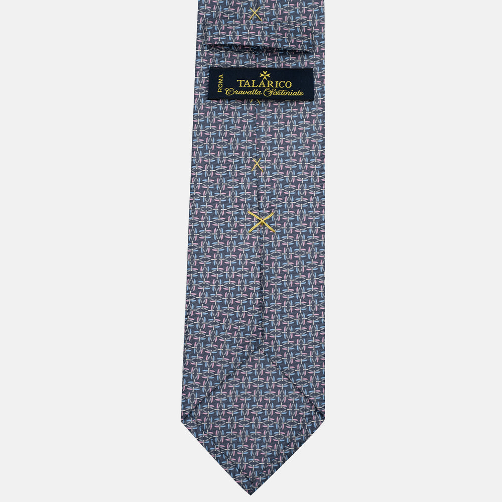 3-Fold Silk Tie, Dragonfly Pattern, Grey - JC056226-6
