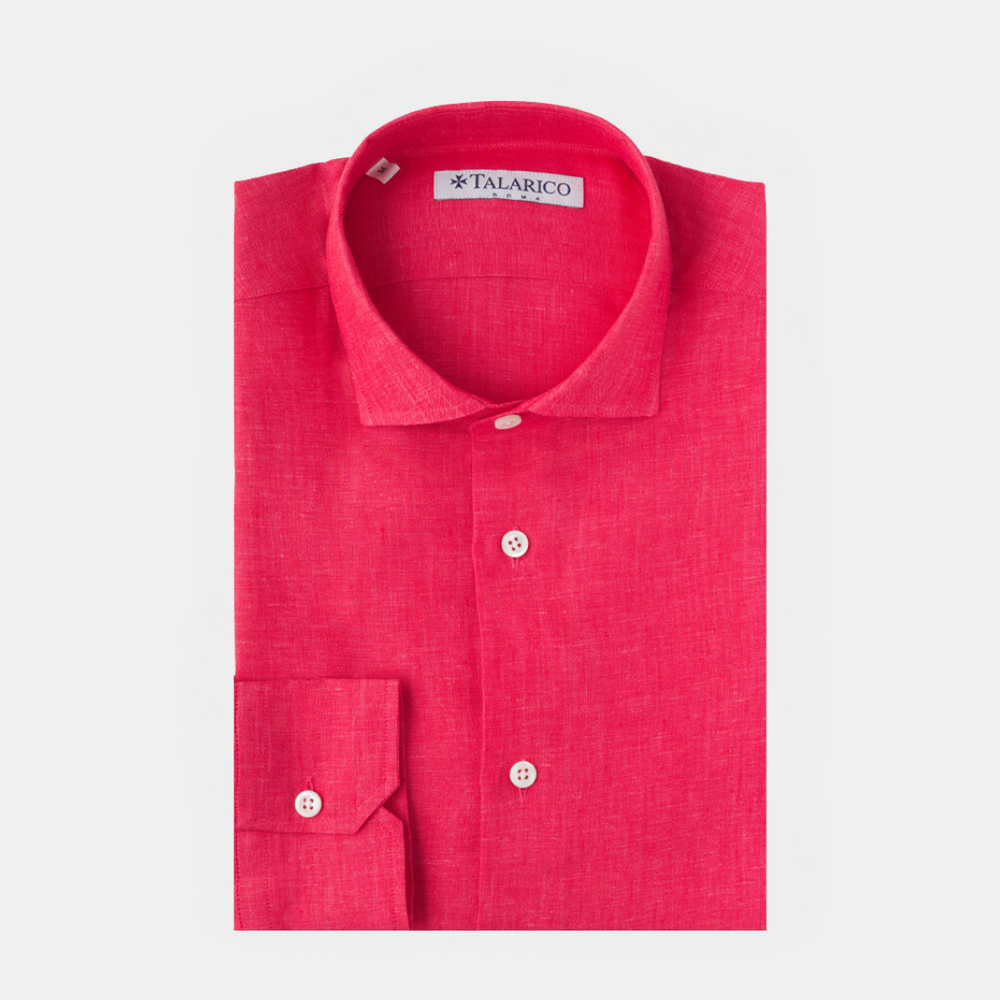 Camicia In Lino Collo alla Francese Fragola