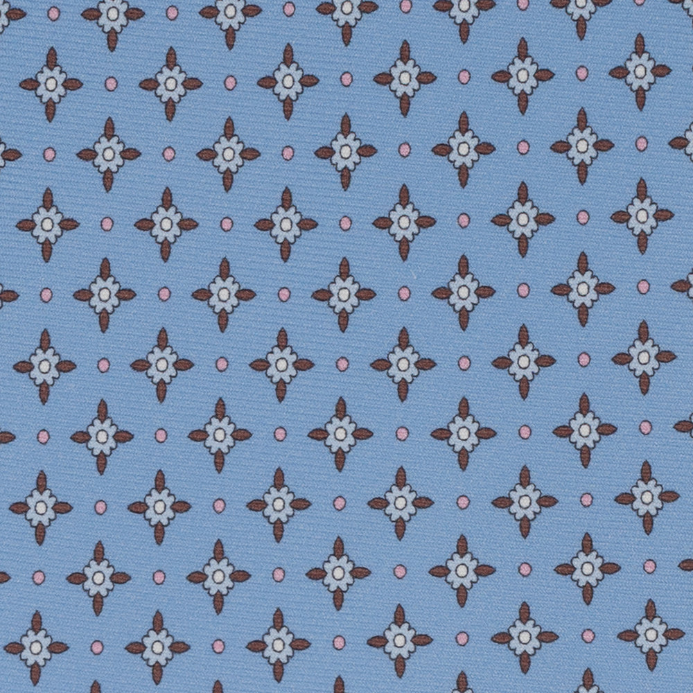 Cravatta Collezione 1999 in Seta Twill Fantasia Floreale, Azzurro Celeste JD021