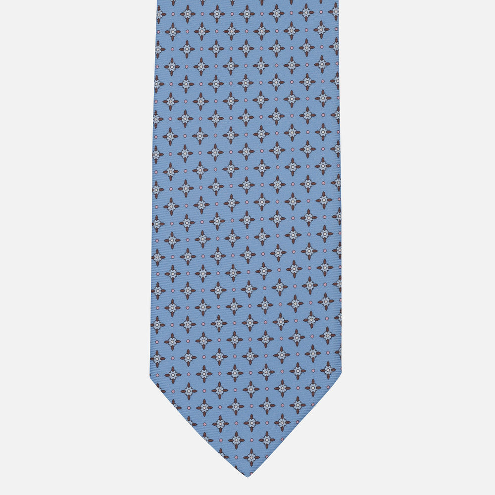Cravatta Collezione 1999 in Seta Twill Fantasia Floreale, Azzurro Celeste JD021
