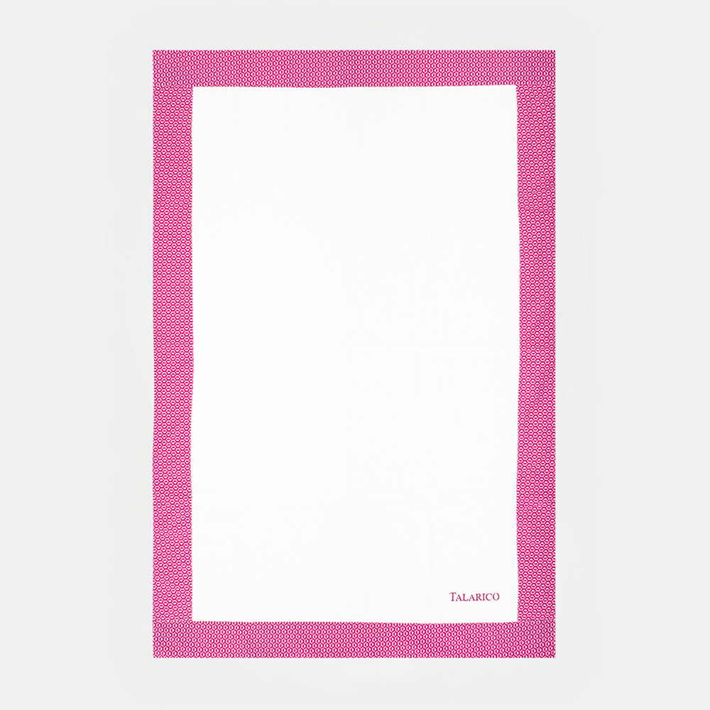 Telo Mare in Morbida Spugna | Bordo Fantasia Polinesia | Fucsia