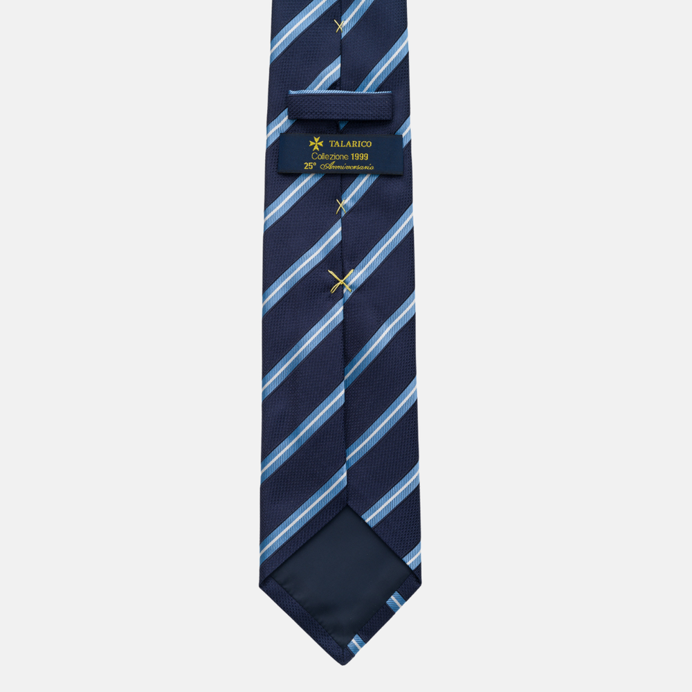 Cravatta Collezione 1999 in Seta Pesante Regimental Blu Celeste JD05