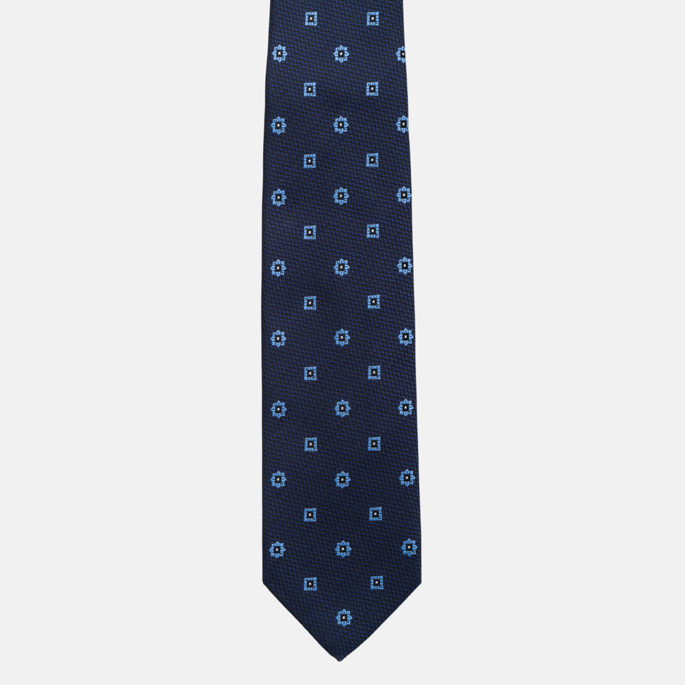 Cravatta Collezione 1999 in Seta Pesante Blu Celeste Fantasia Fiori JD10