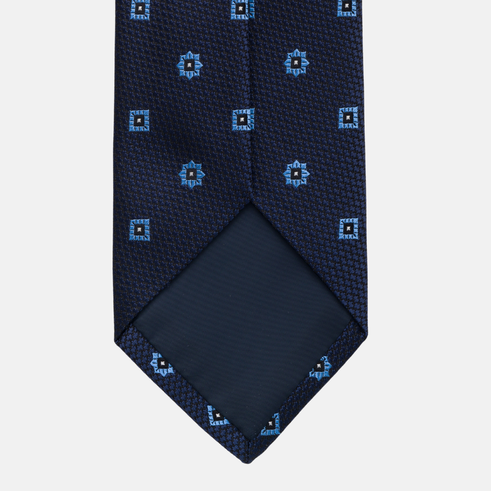 Cravatta Collezione 1999 in Seta Pesante Blu Celeste Fantasia Fiori JD10