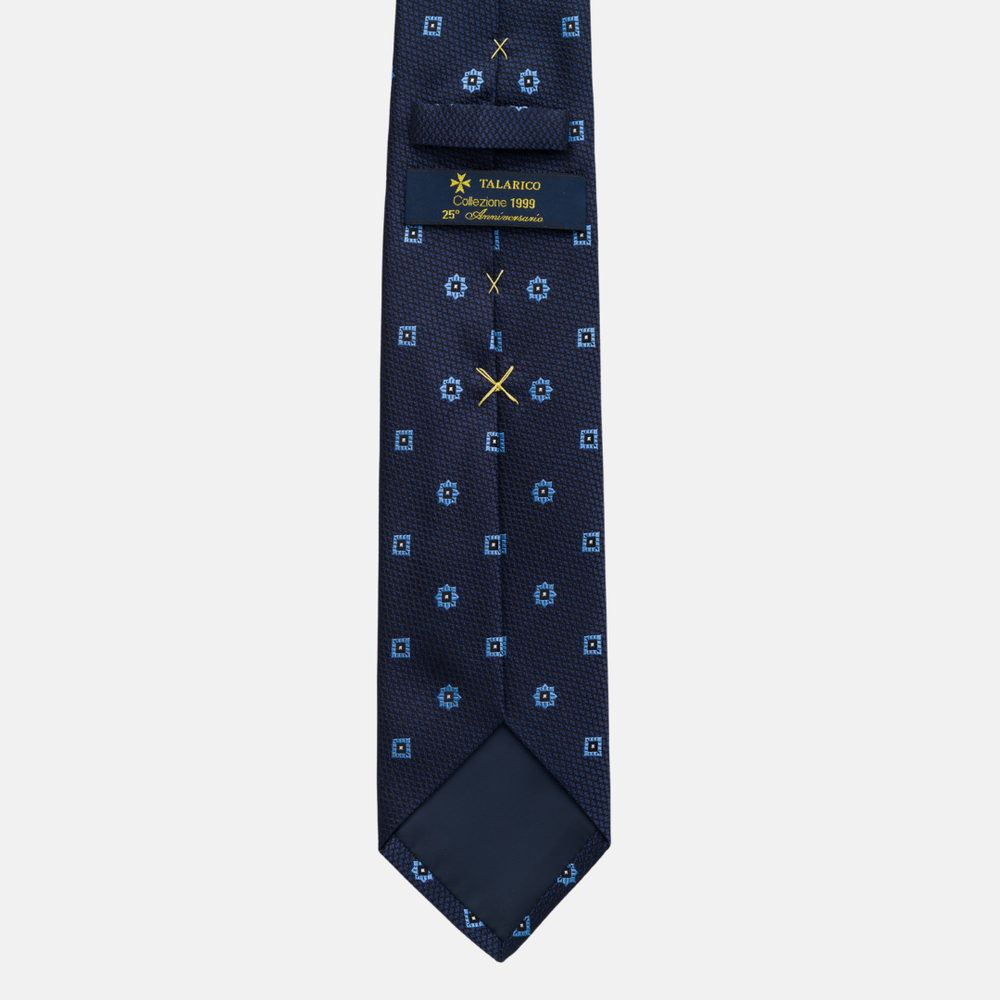 Cravatta Collezione 1999 in Seta Pesante Blu Celeste Fantasia Fiori JD10
