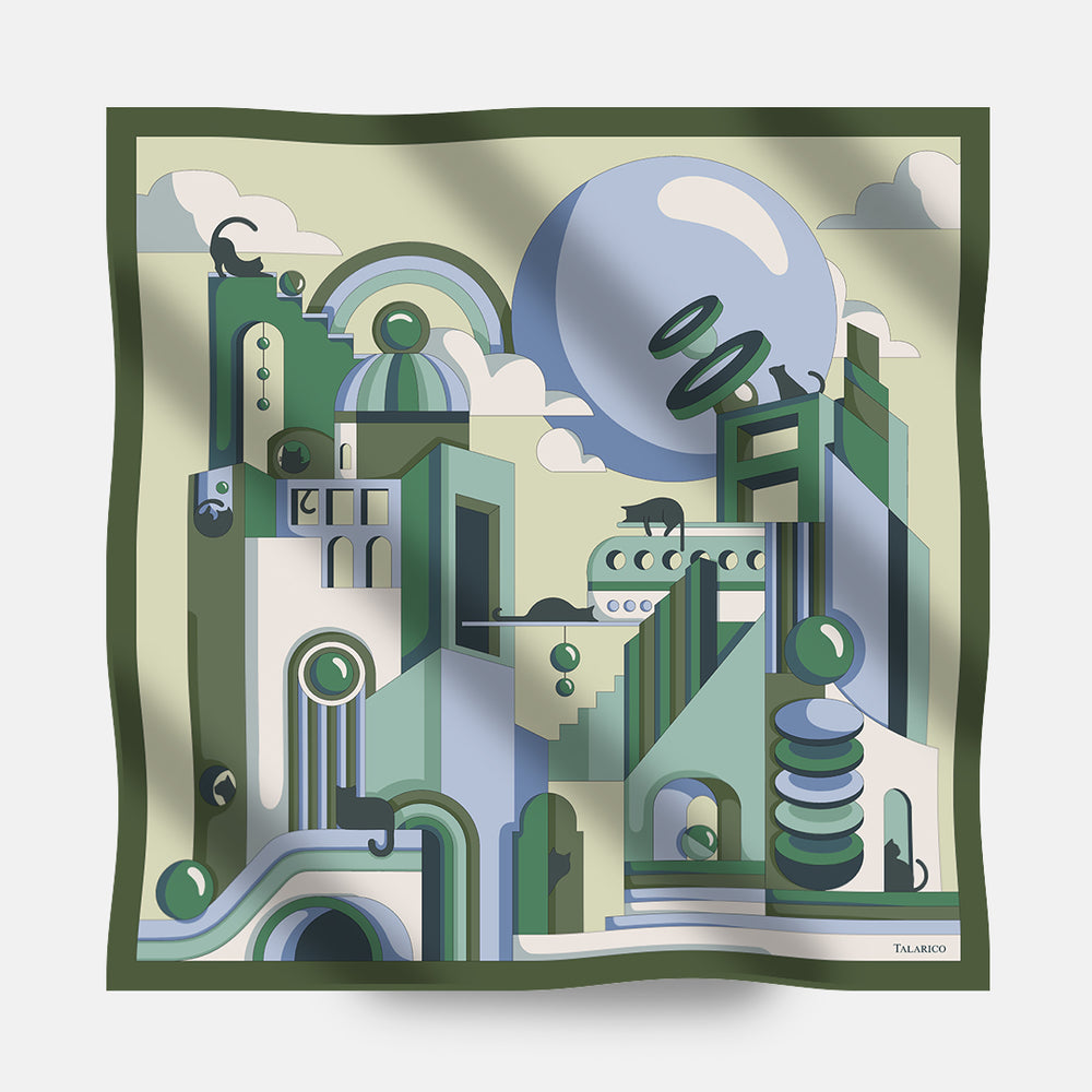 90's City Shadows Twill Silk Scarf