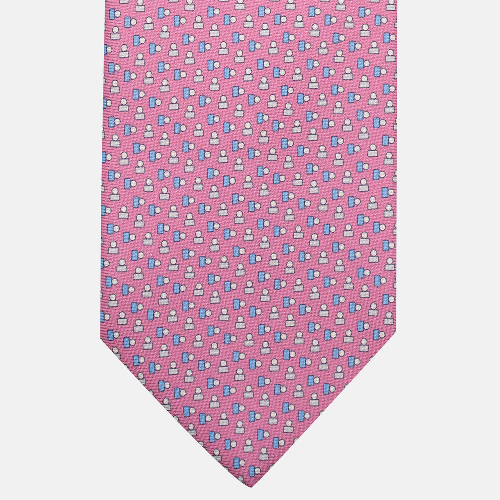 3-Fold Silk Tie, Micro Pattern, Pink - JC057248-7