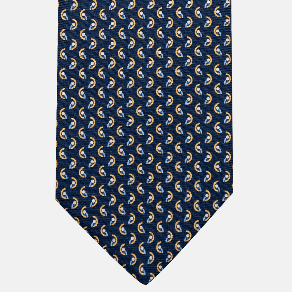3-Fold Silk Tie, Micro Pattern, Blue and Yellow - JC056131-7