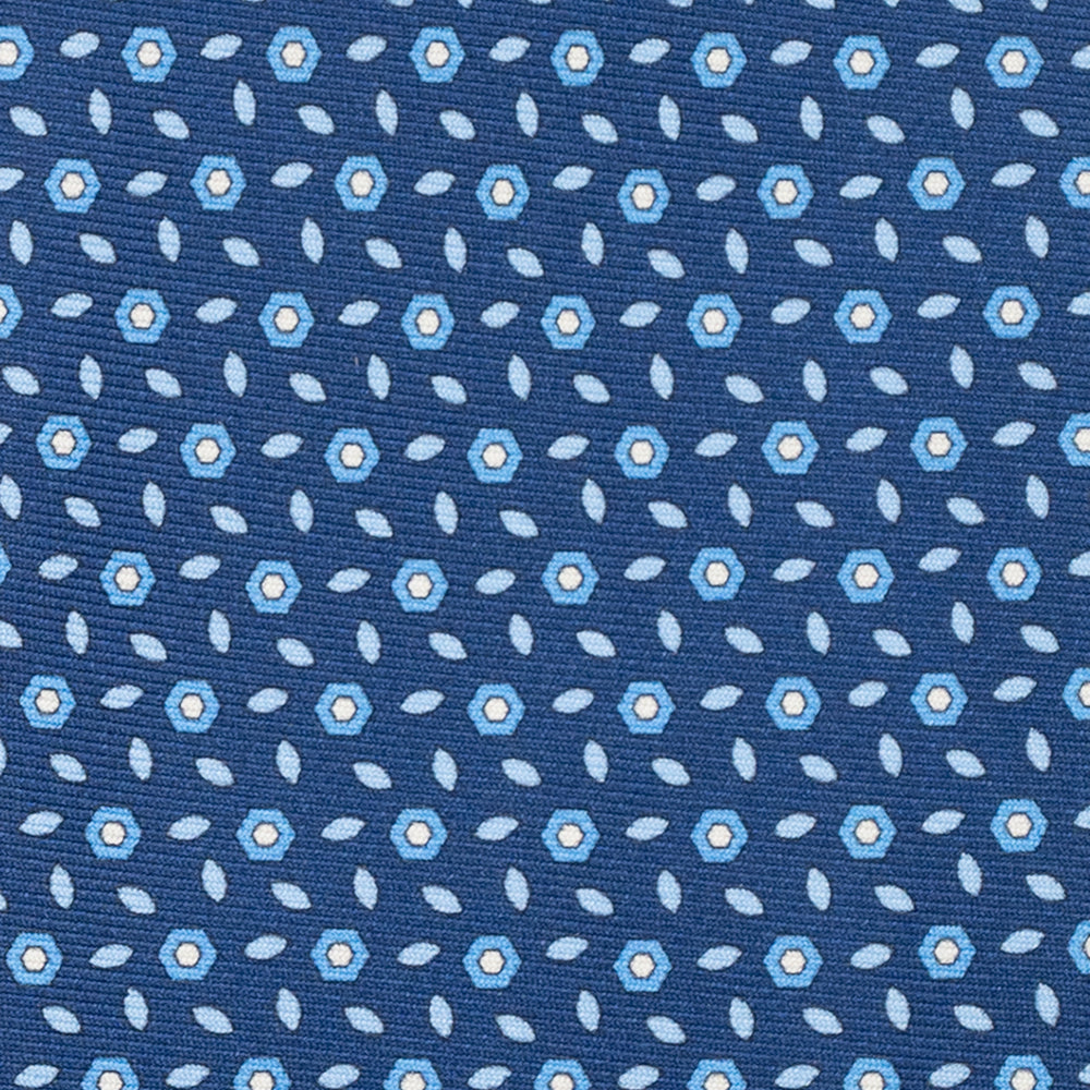 Cravatta 3 pieghe in Seta, Fantasia Floreale, Azzurro - JA057079-7