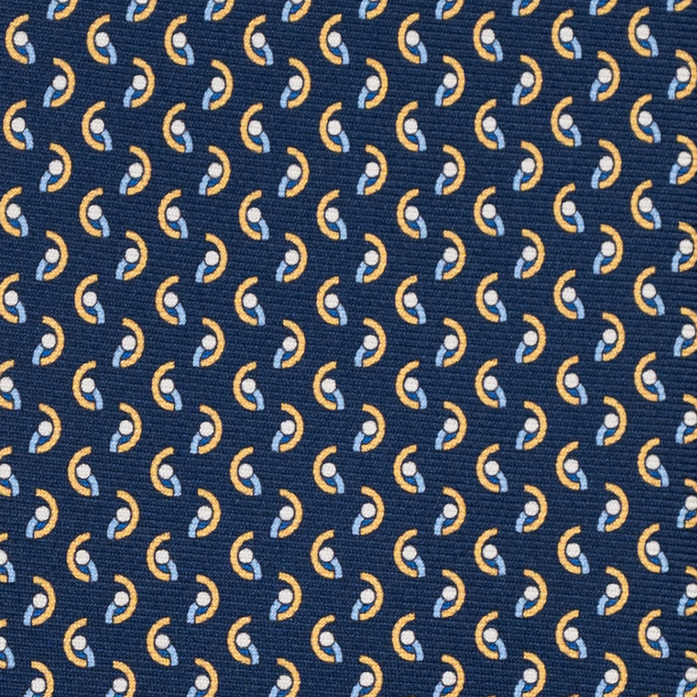 3-Fold Silk Tie, Micro Pattern, Blue and Yellow - JC056131-7