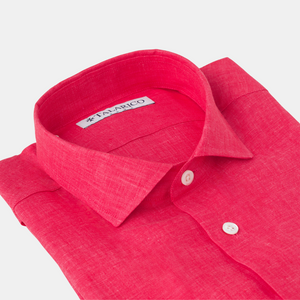 Camicia In Lino Collo alla Francese Fragola