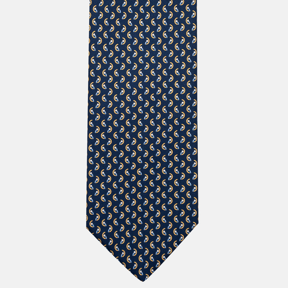 3-Fold Silk Tie, Micro Pattern, Blue and Yellow - JC056131-7