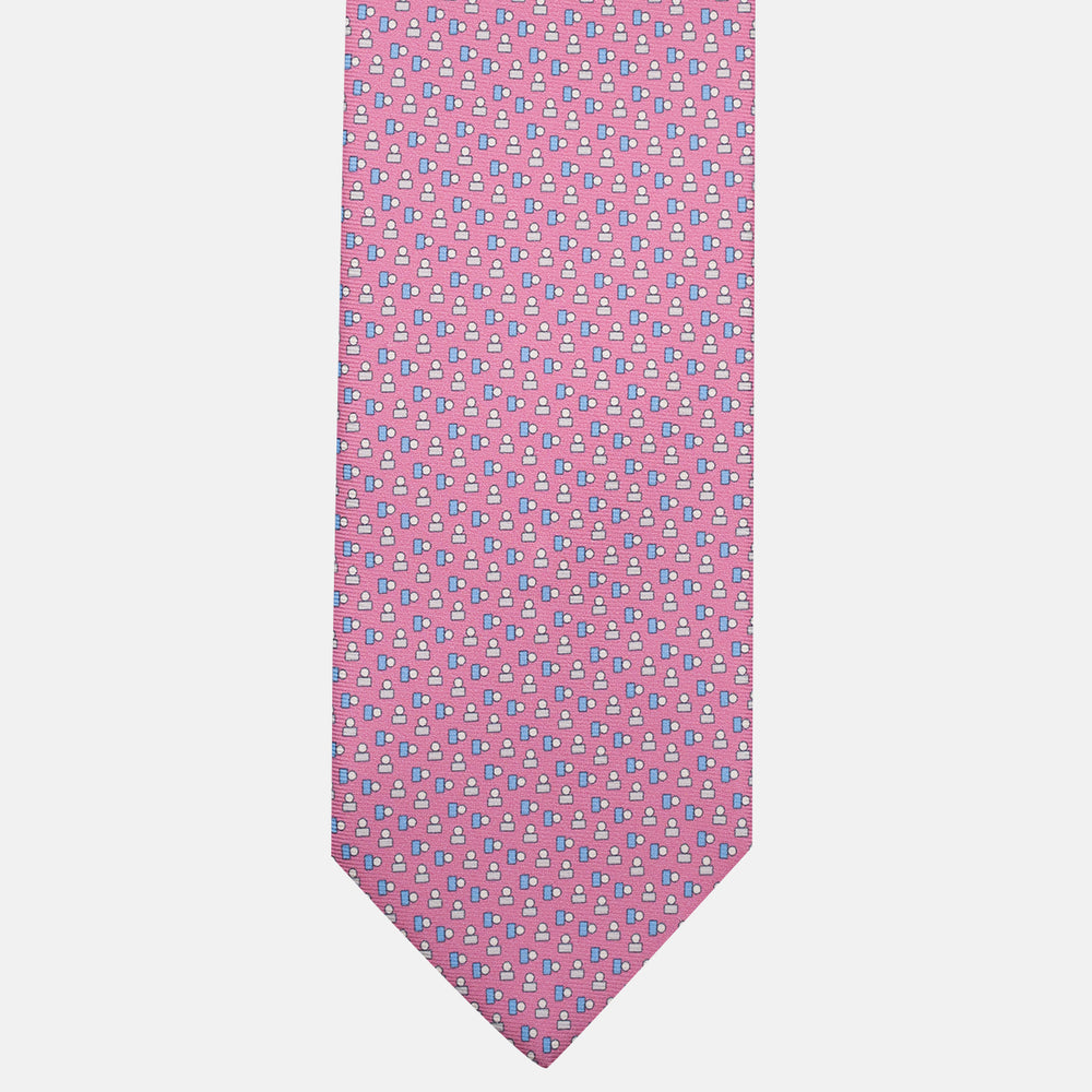 3-Fold Silk Tie, Micro Pattern, Pink - JC057248-7
