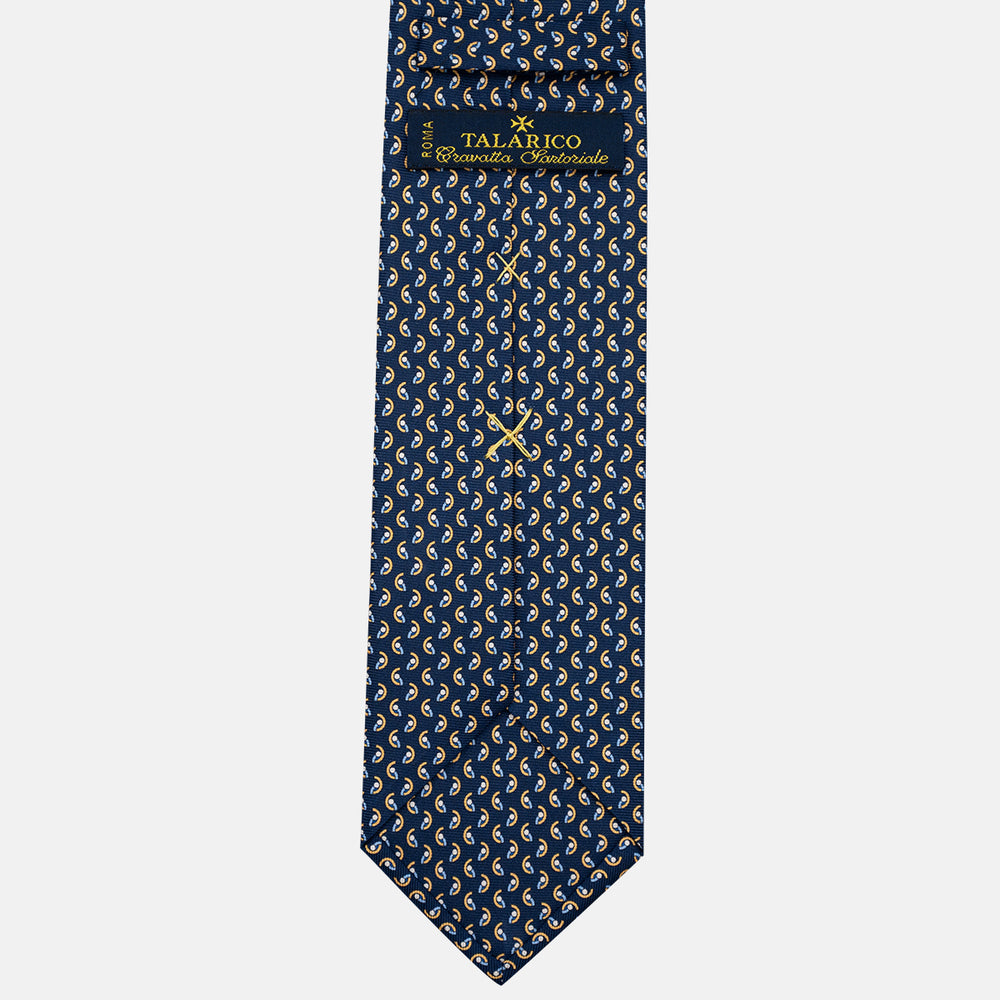 3-Fold Silk Tie, Micro Pattern, Blue and Yellow - JC056131-7