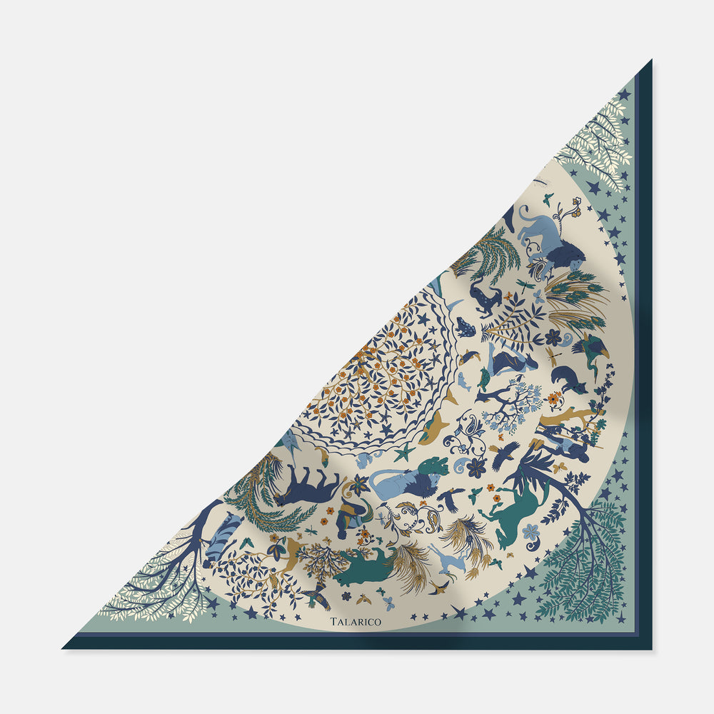Twill Silk Triangle Scarf Circle of Life