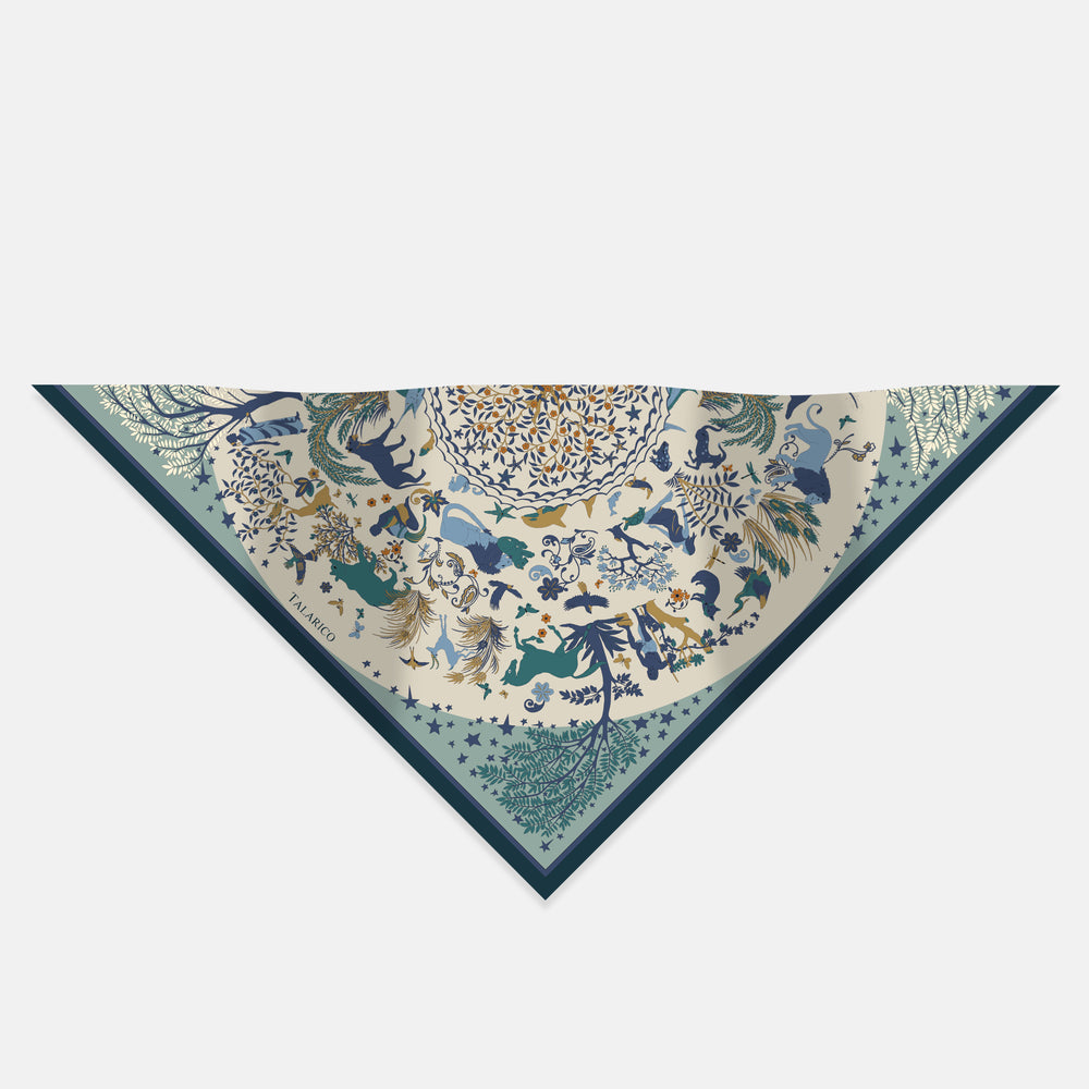 Twill Silk Triangle Scarf Circle of Life