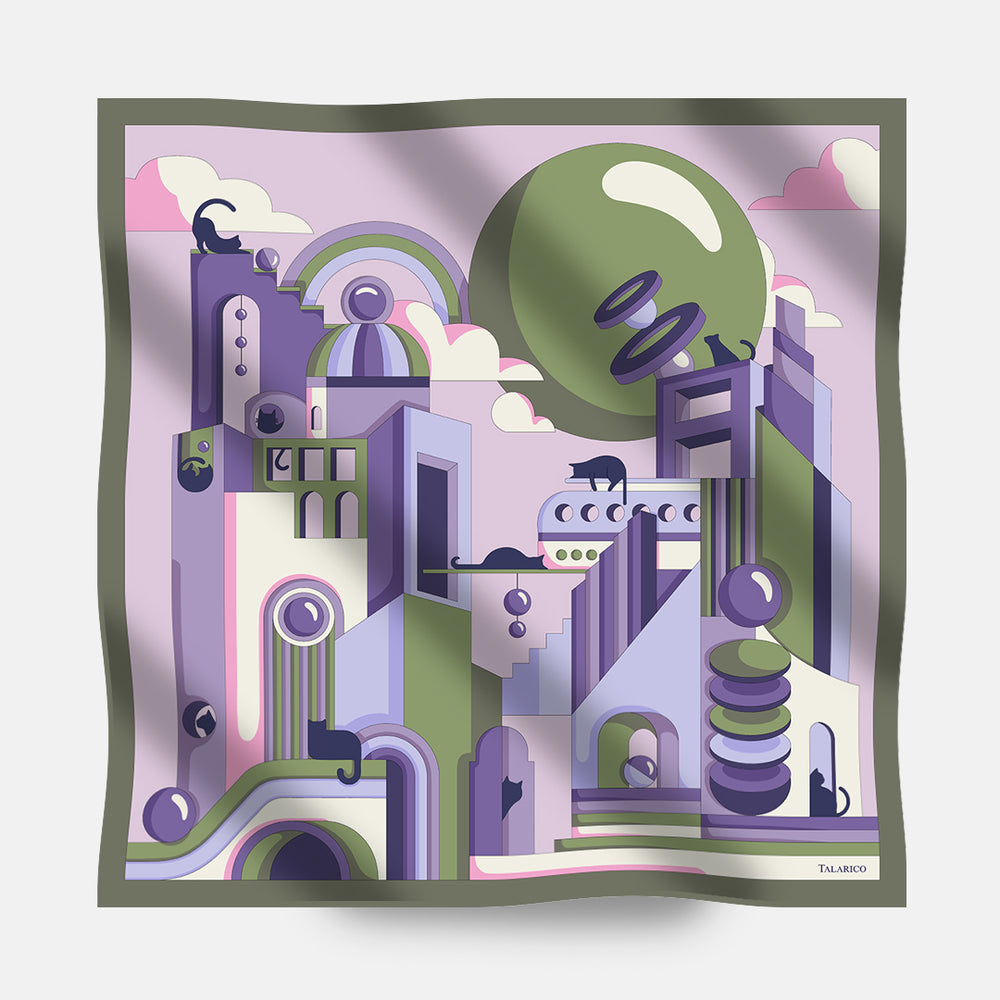 90's City Shadows Twill Silk Scarf