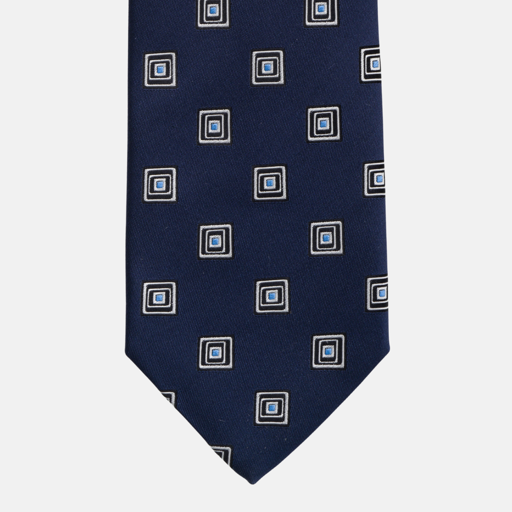 Cravatta Collezione 1999 in Seta Pesante Fantasia Geometrica, Blu Celeste JD08