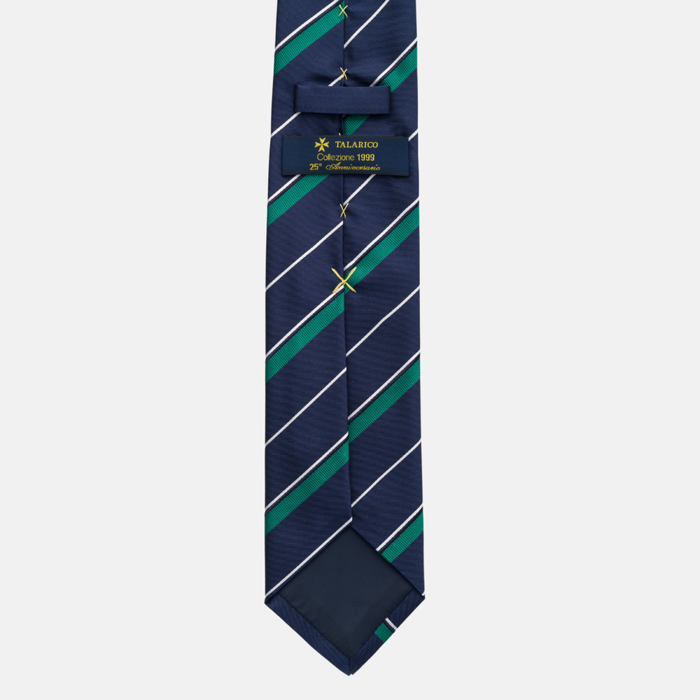 Cravatta Collezione 1999 in Seta Pesante Regimental, Blu Verde