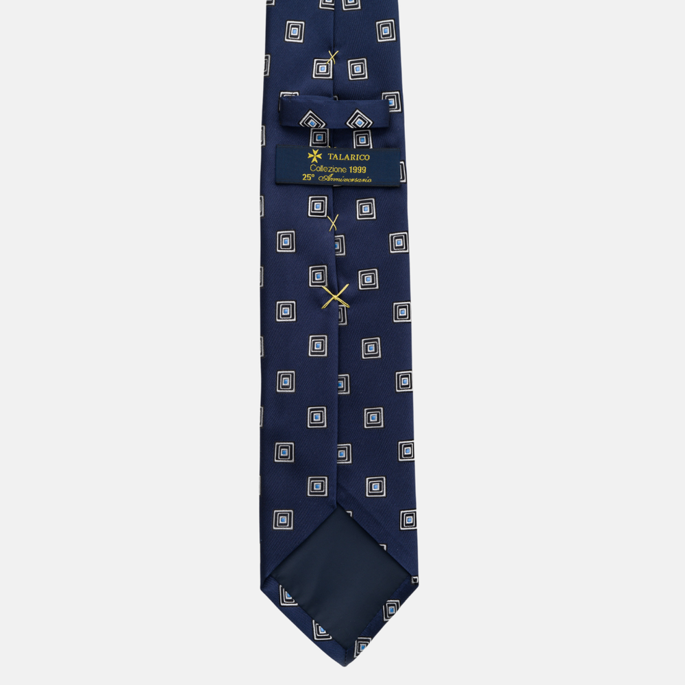 Cravatta Collezione 1999 in Seta Pesante Fantasia Geometrica, Blu Celeste JD08