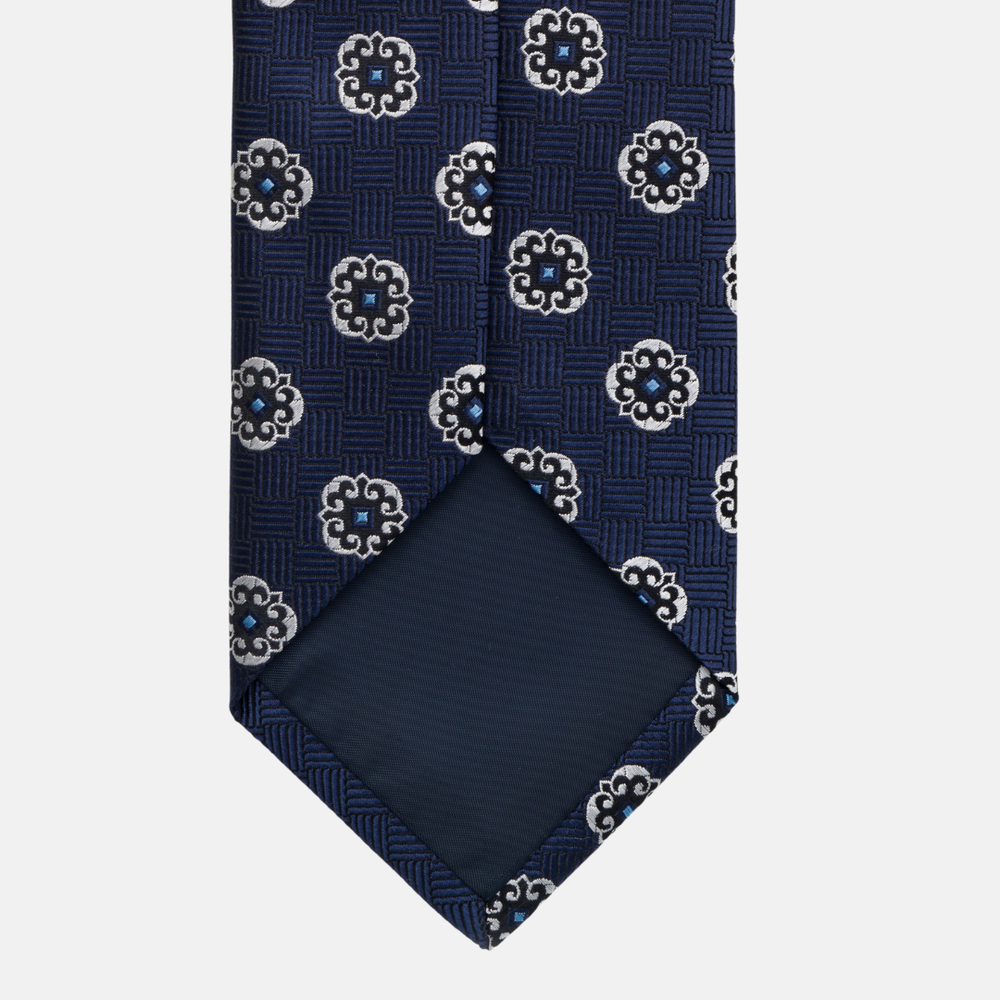 Cravatta Collezione 1999 in Seta Pesante Blu Celeste Fantasia Geometrica JD04