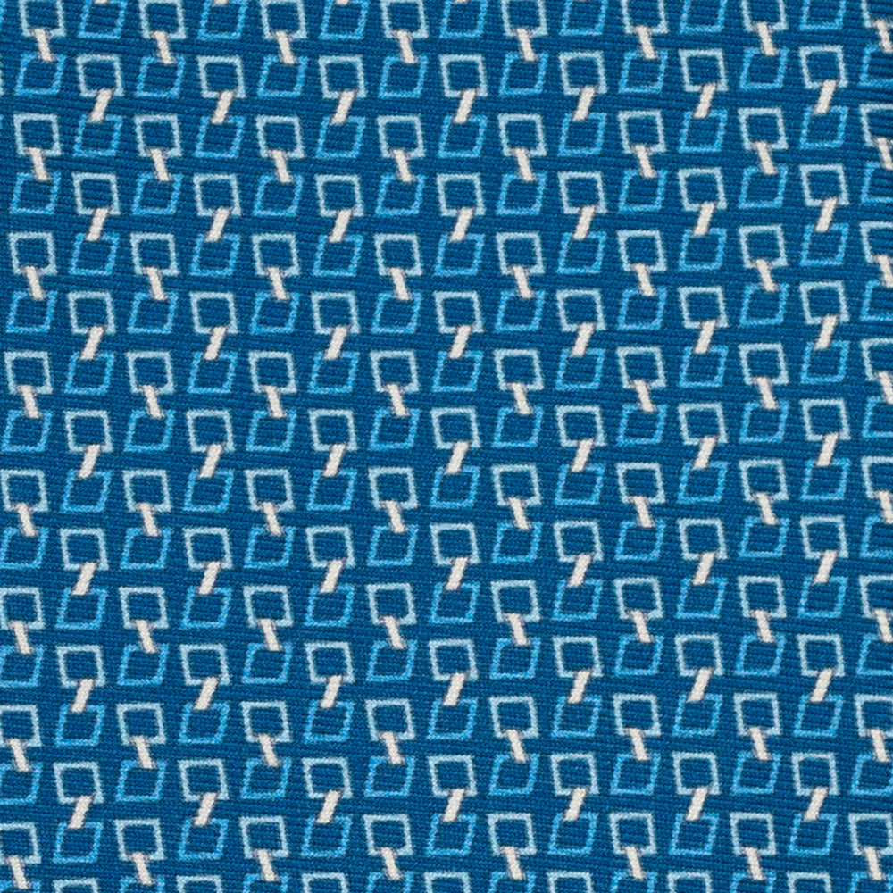 Cravatta 3 pieghe in Seta, Fantasia Concatenata, Azzurro - JA057083-9