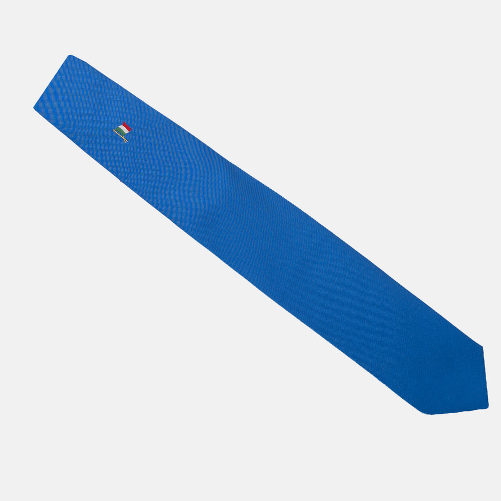Cravatta 3 Pieghe in Seta Azzurra Con Bandiera Tricolore