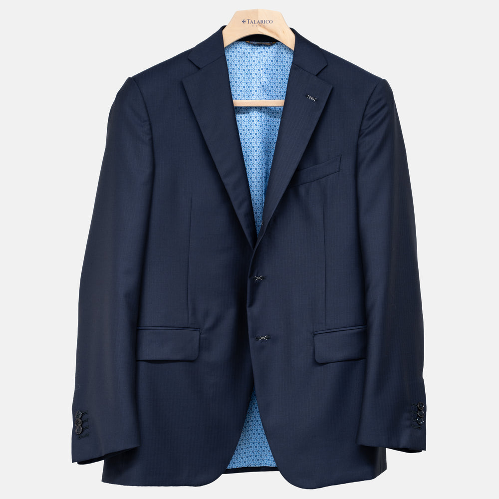 Abito  Sartoriale Talarico  in Lana E. Zegna - Blu a Righe Tono su Tono