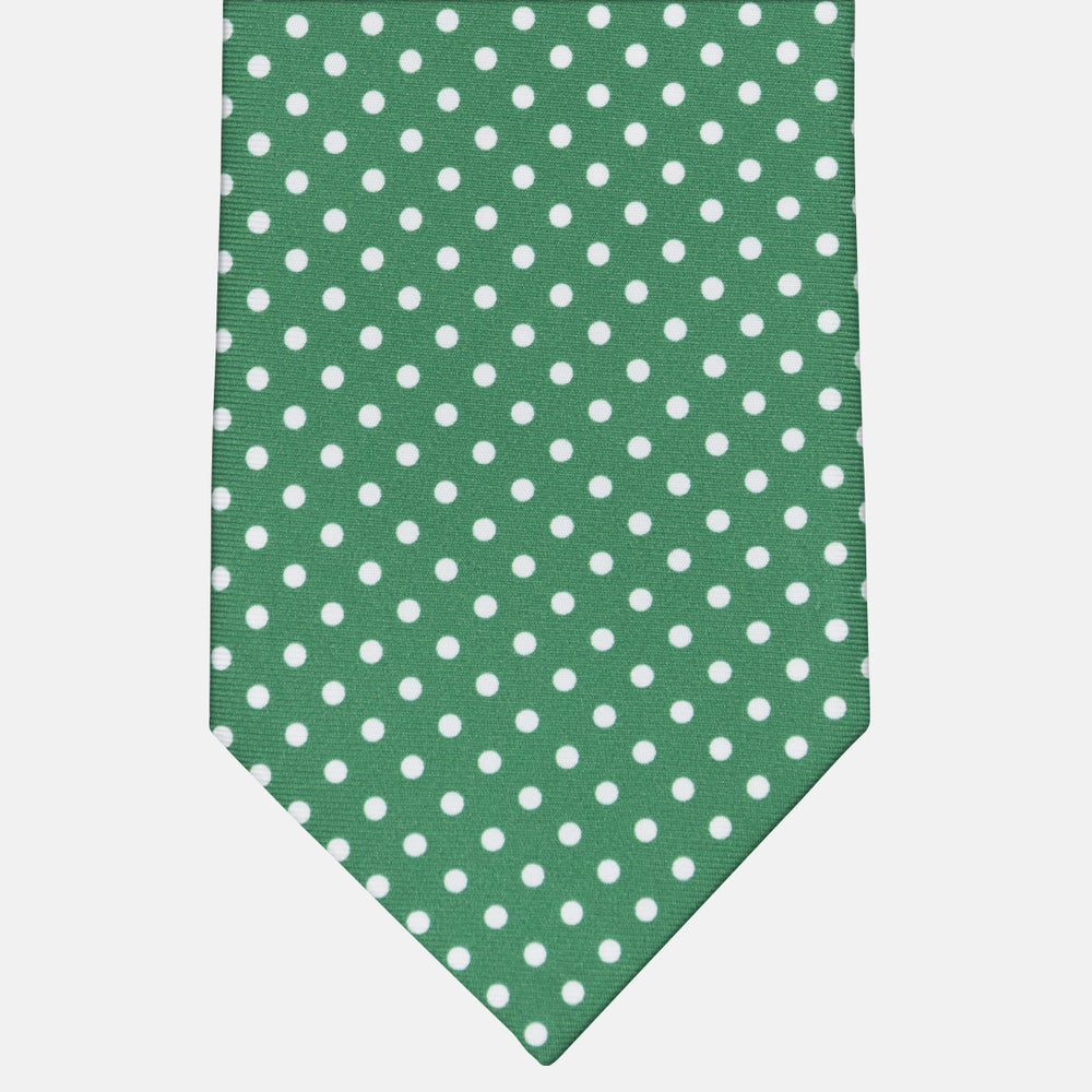 3-Fold Silk Tie Polka Dot Pattern, Green - M6847