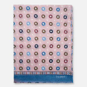 Capalbio Shoulder Cover Scarf in Pure Pink Linen with Colored Circles | Made in Italy