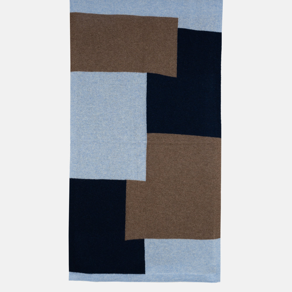 Sciarpa Unisex in 100% Lana | Modello Mondrian Cielo Legno Notturno - 102M