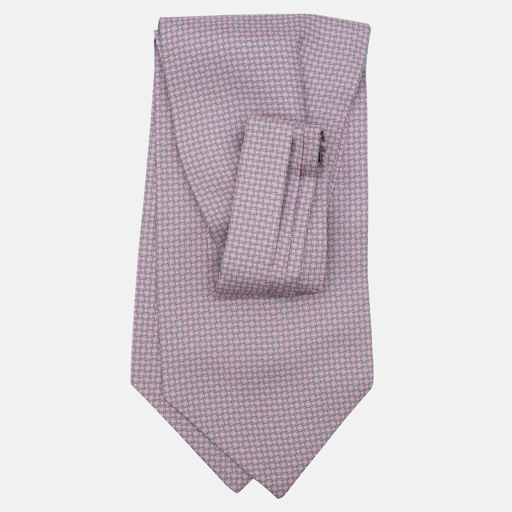 Ascot Sartoriale in Pura Seta Twill | Fatto a Mano -  Fantasia Concatenata Rosa
